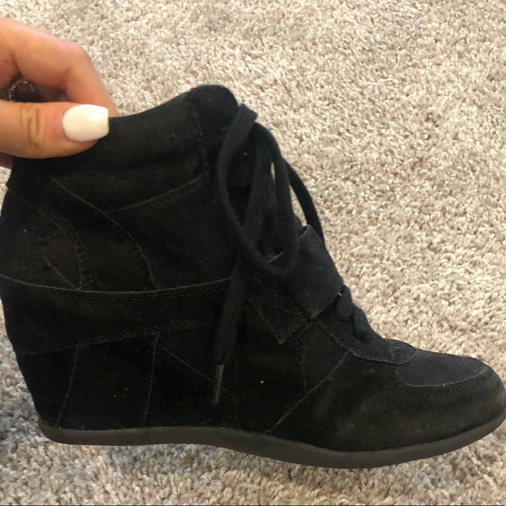 Black sneaker wedges